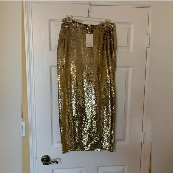 Gianni‎ Bini Shimmering Gold Sequin
Pencil Skirt Size XL Party Cocktail - Picture 2 of 7